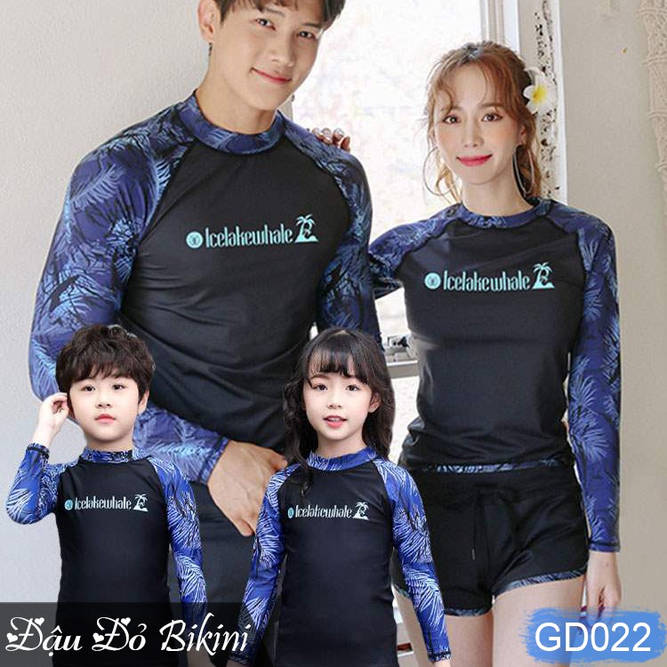 Bộ bơi dài tay trẻ em trai &amp; gái, set 2 chi tiết kèm quần dài chống nắng, có size bố mẹ để mặc đồ bơi gia đình | BT22