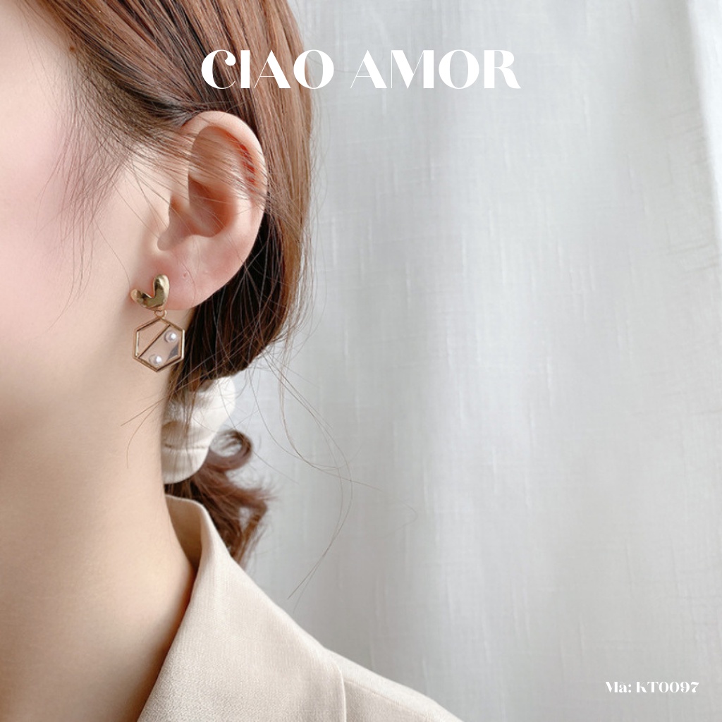 Khuyên tai nữ, Bông tay trái tim tiểu thư trang sức Ciao Amor - KT0097