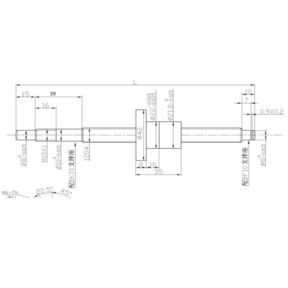 Đai ốc kiểu vít đầu bi lăn đơn C7 khớp 1204 BK/BF10 SFU1204 200 250 300 350 400 450 500 550mm