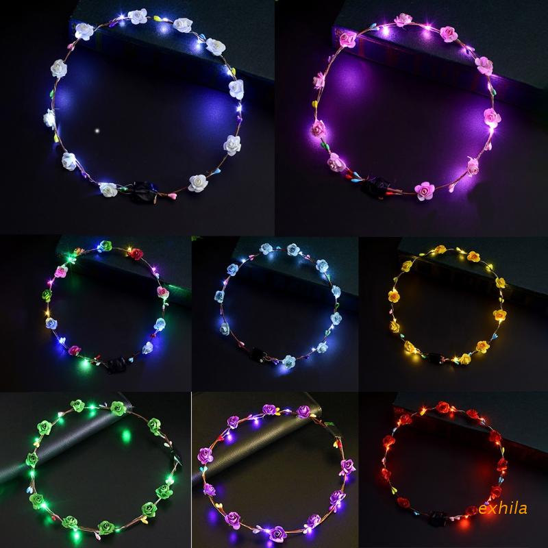 Vòng hoa cài đầu có đèn led phát sáng độc đáo cho nữ