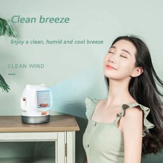 USB Mini Air Cooler, Personal Desktop Air Cooler，with Ultraviolet Sterilization and Atmosphere Night Light, Lucky Cat Charging Small Fan