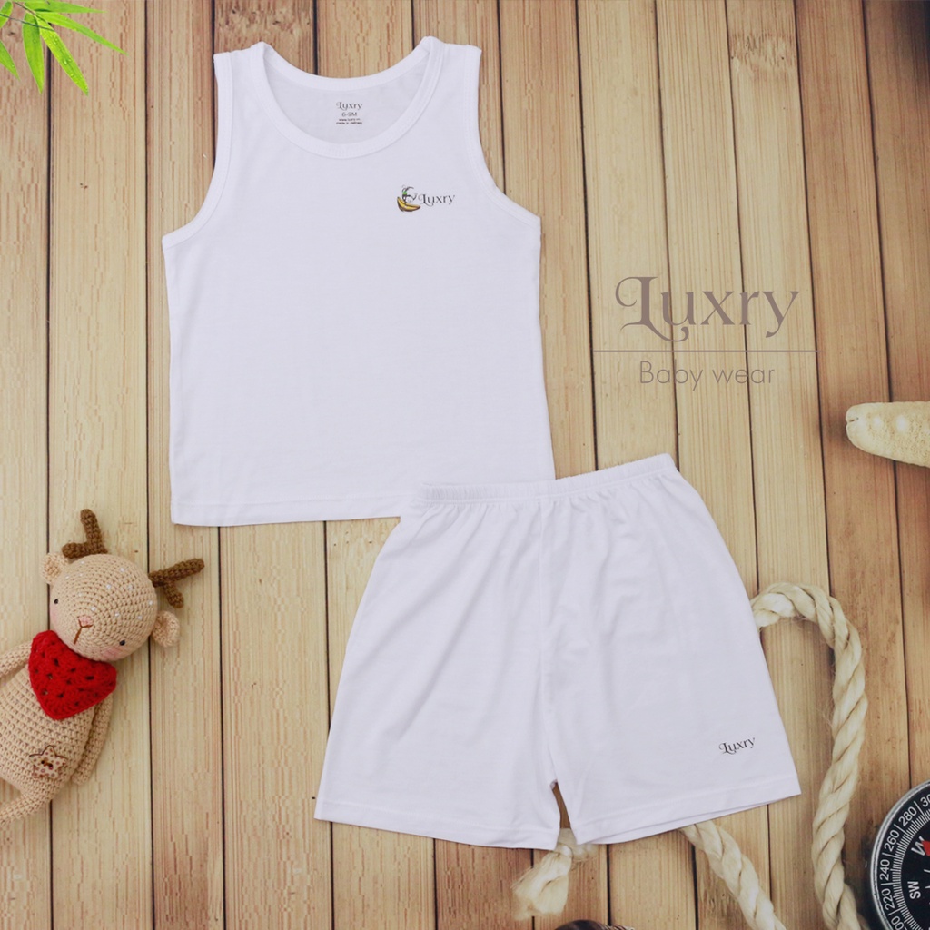 Bộ ba lỗ peptit chất vải sợi tre siêu mát của nhà luxry cho bé trai bé gái từ 7.5-23kg