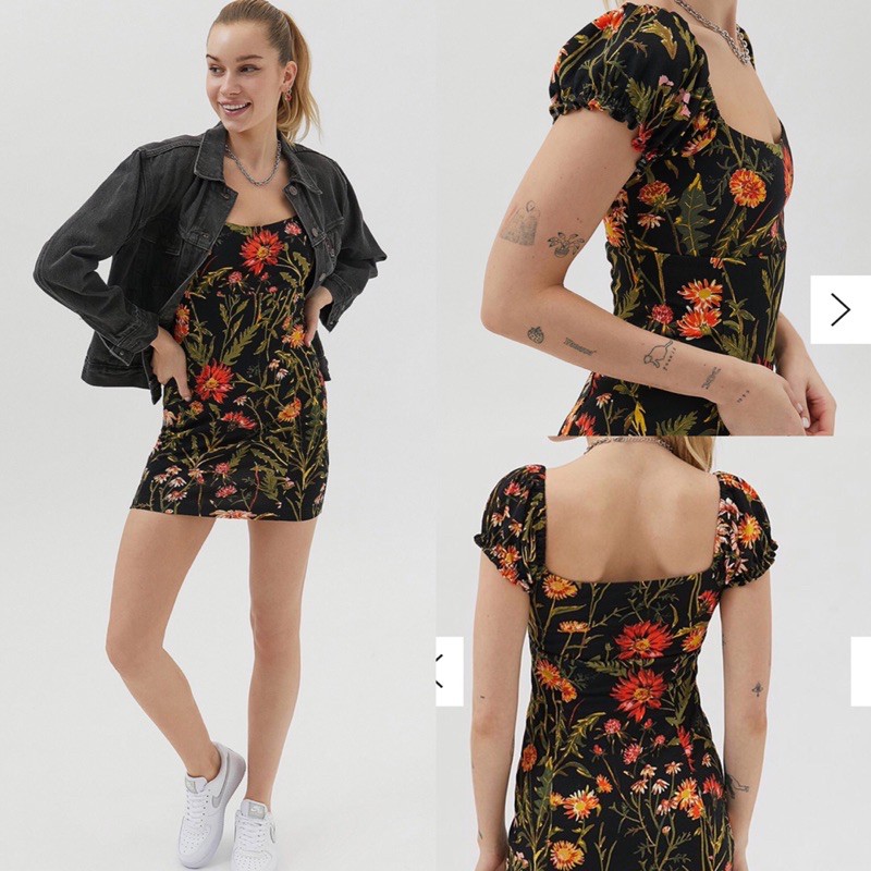 Đầm co giãn body cổ vuông gợi cảm VNXK Urban Outfitters