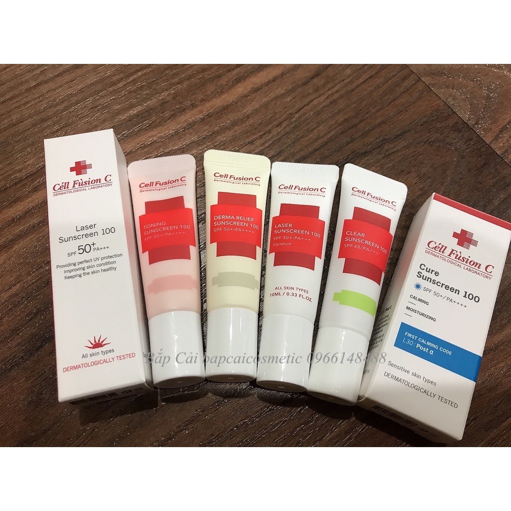 MBC-mini Kem chống nắng CELL FUSION mini các loại Laser/ Toning/ Clear/ Derma/ Cure