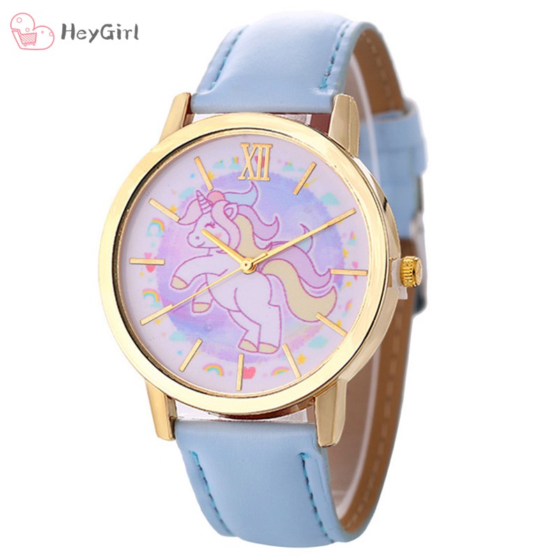 Women Watch Watches Happy Unicorn Cartoon Watch Leather Strap Quartz Watch