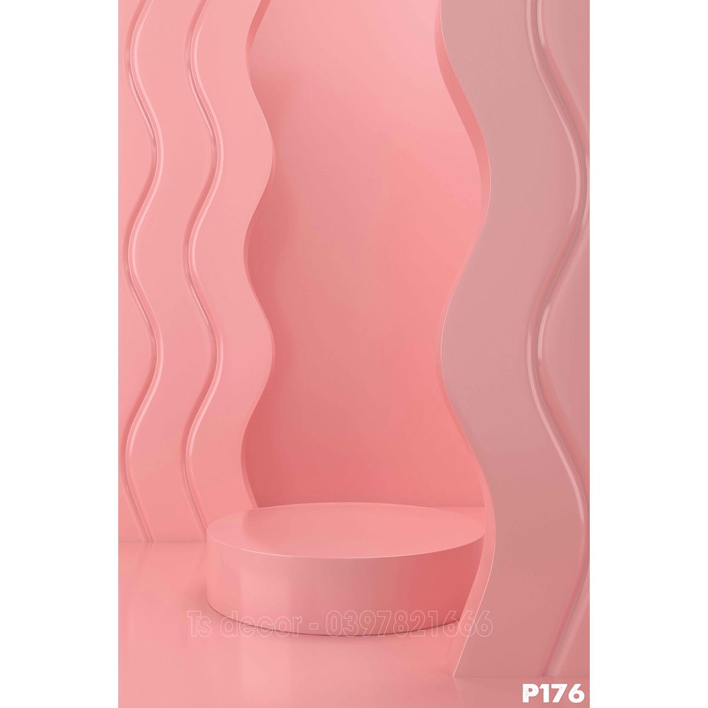 Phồng Nền Livestream Chụp Ảnh 3D 5D Màu Hồng Kute-Tạo Logo Chèn Chữ Miễn Phí