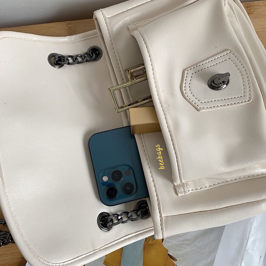 Túi Nữ 2 Ngăn Xinh Xắn Màu Vàng, Đen, Trắng Xinh Xắn | TX24 | Túi Xách Da Đựng Được Nhiều Đồ, Phù Hợp Đi Làm Đi Chơi