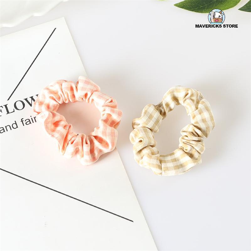 Dây cột tóc co giãn họa tiết caro thời trang mùa hè Hàn Quốc cho nữ