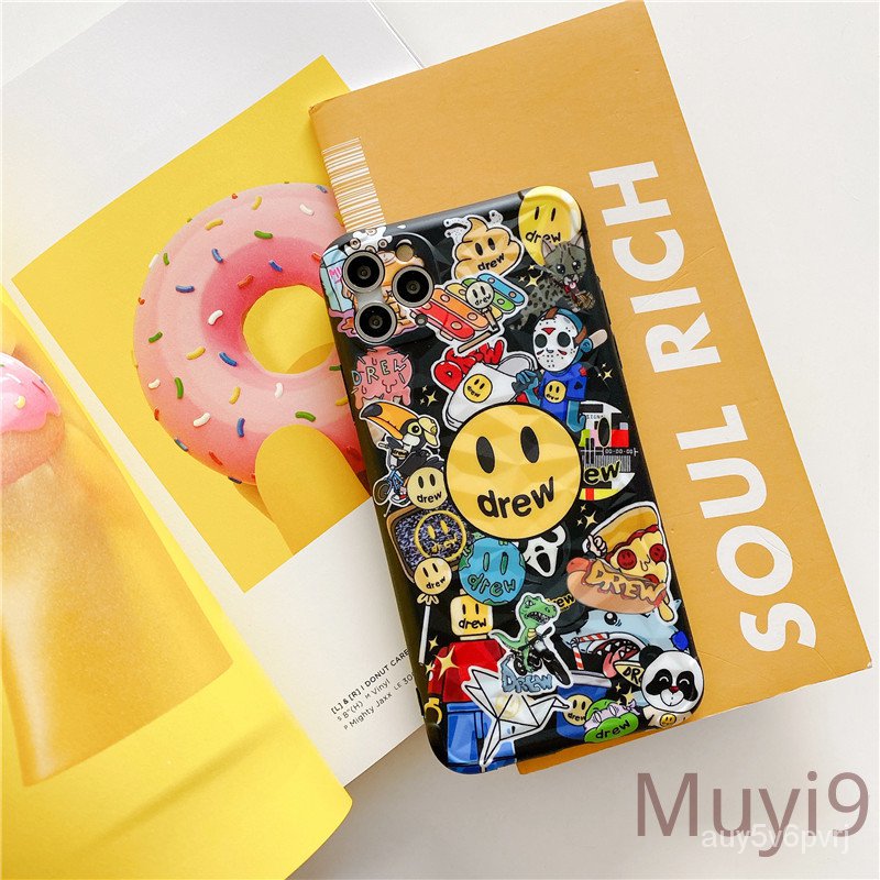 Tất Cả Đều Tại ChỗCouple Shell Phone Case Ins Personality Creative Fashion Drew & Justin Bieber &Bear for iPhone12 Iphon