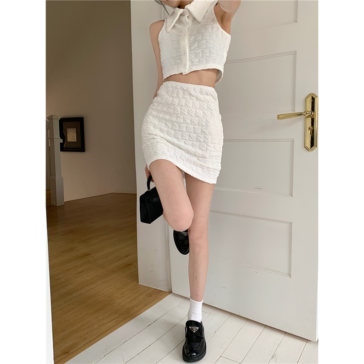 Set Áo Sơ Mi + Chân Váy Màu Trơn Phong Cách Hàn Quốc Thời Trang Dành Cho Nữ