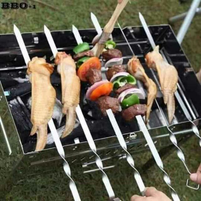 Combo 10 Que xiên inox nướng thịt, cá không han rỉ