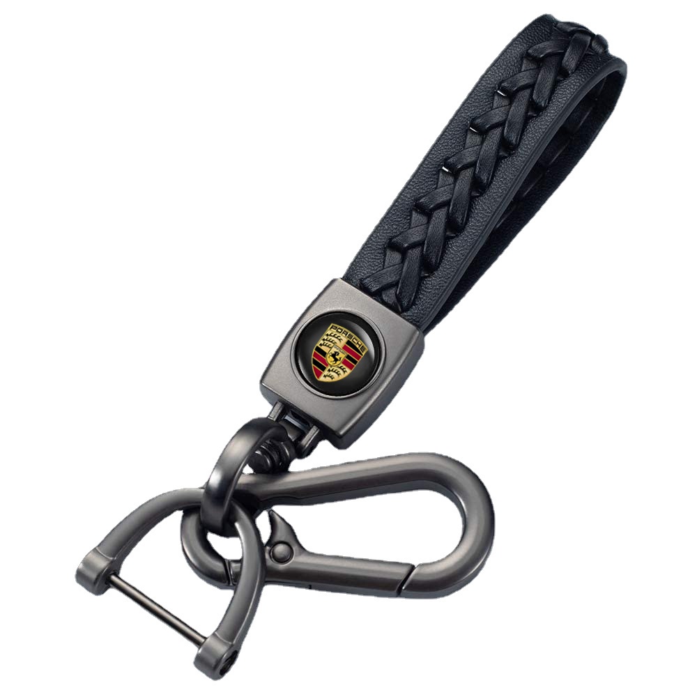 Móc Chìa Khóa Dây Da Bện Cho Xe Porsche