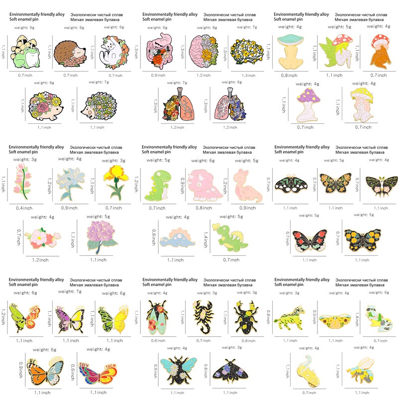 5 Ghim cài áo QIHE JEWELRY chủ đề hoạt hình nhiều màu sắc đáng yêu