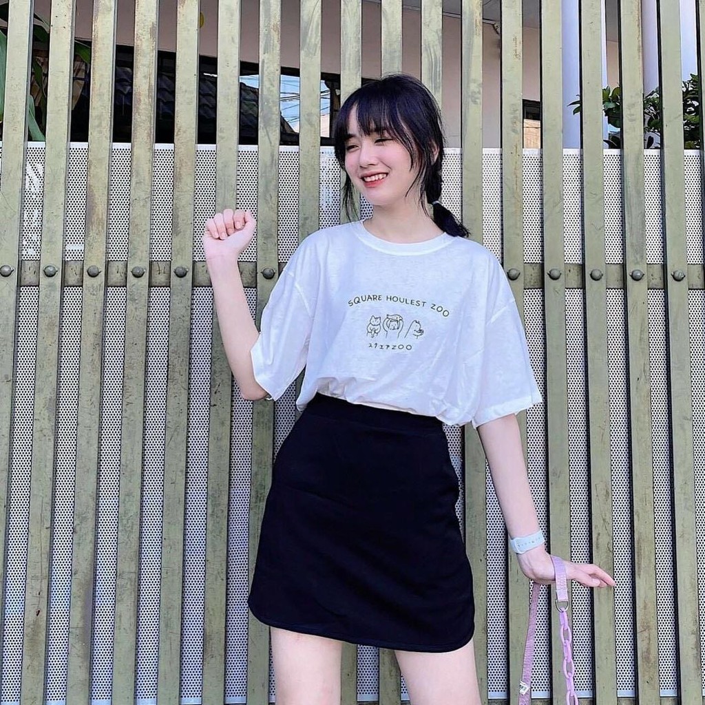 Chân váy chữ A lưng cao dáng ngắn có quần lót trong Mix đồ siêu xinh - Vải tuyết mưa mềm mại màu Đen / Trắng | BigBuy360 - bigbuy360.vn