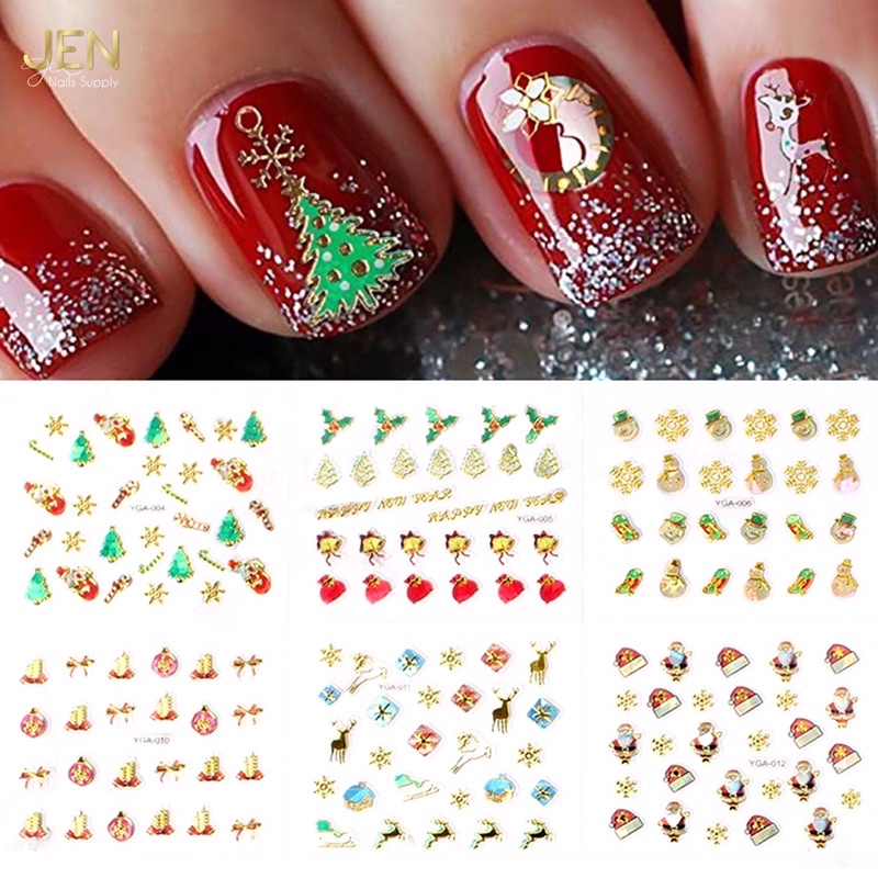 Sticker noel dán móng-hình dán nail bông tuyết giáng sinh