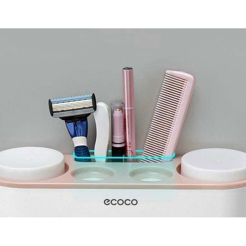 Bộ nhả kem đánh răng, lấy kem đánh răng tự động ECOCO cao cấp kèm miếng dán cường lực và 4 cốc đánh răng sang trọng