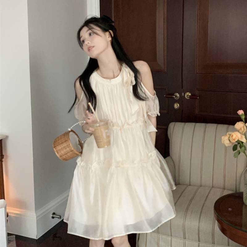 Váy babydoll Đầm Trễ Vai Phong Cách Pháp Thời Trang Mùa Hè 2022 Mới Cho Nữ