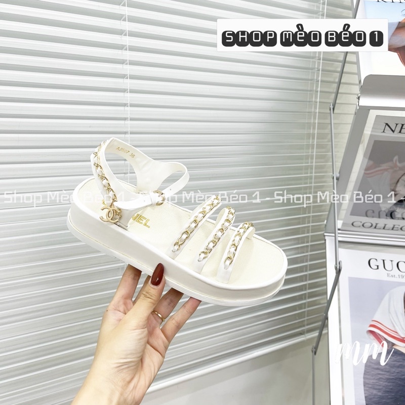 Sandal cn ba quai xích ngang đế bằng fullbox