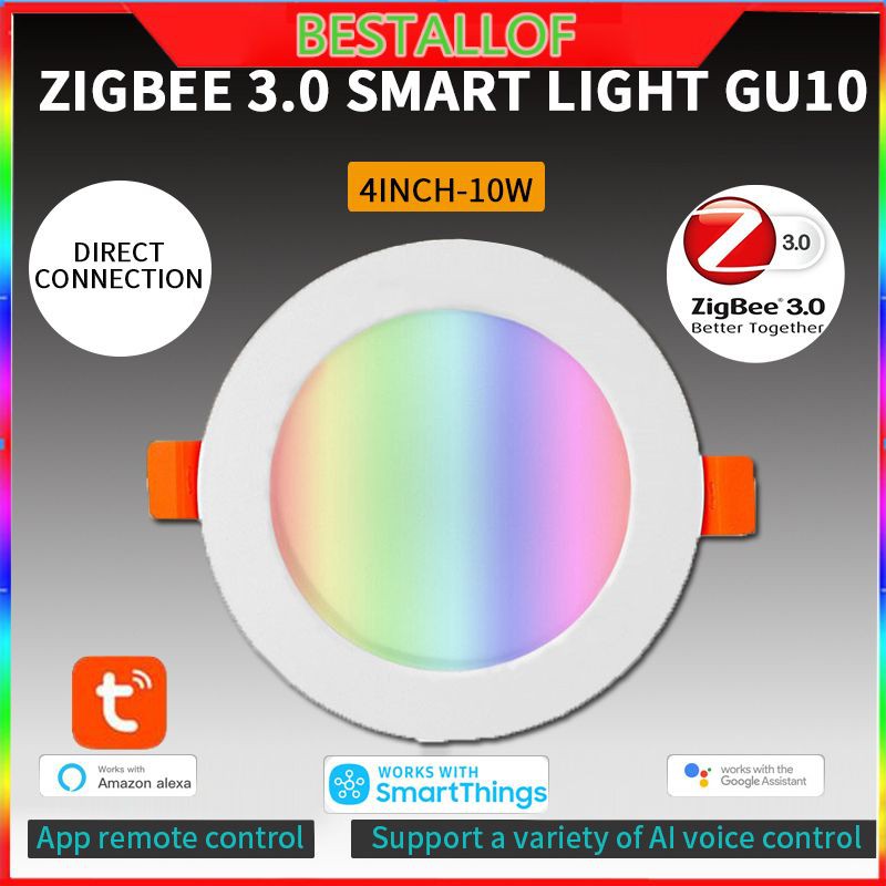 Đèn LED Downlight Âm Trần Đổi Màu Theo RGB Nhạc Zigbee Tuya SHP-ZHUE3 GOOGLE Đèn Led Gắn Trần Nhà Thông Minh 4 Inch Rgbww 10w