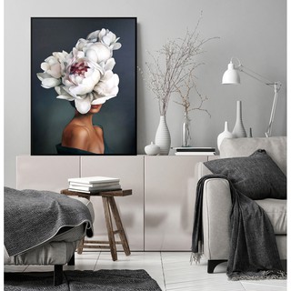 Tranh treo tường Canvas Vintage, Cô gái và hoa.