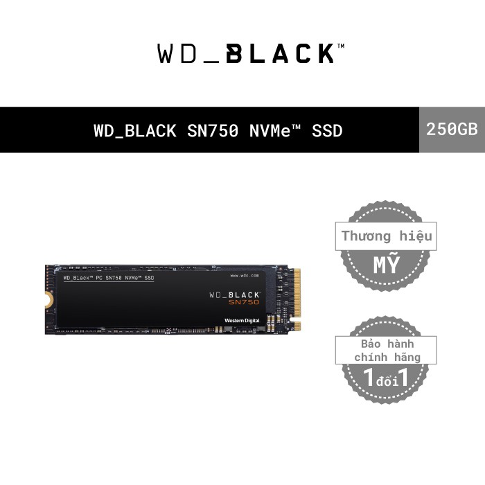 [sale 9/9] Ổ cứng SSD WD Black 250GB SN750 M.2 PCIe Gen3 x4 NVMe