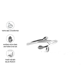 Nhẫn Tay Bạc Blue Peach Lá Móc NT2063