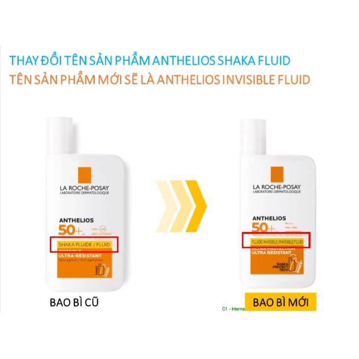 [MẪU MỚI 2022] Kem chống nắng dạng sữa lỏng nhẹ không nhờn rít La Roche-Posay Anthelios Invisible Fluid SPF 50+ 50ml