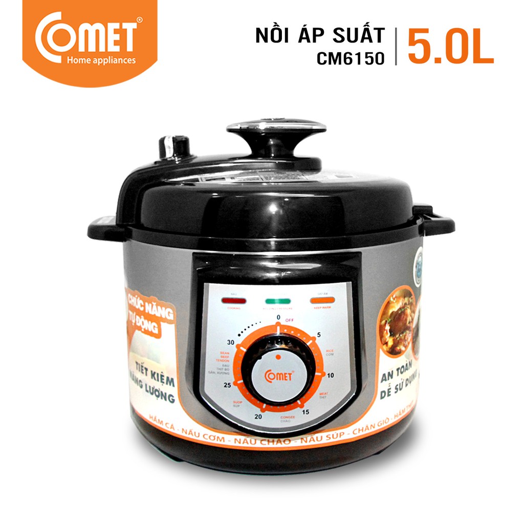 [Mã ELHADEV giảm 4% đơn 300K] Nồi áp suất điện Comet CM6150 5.0L