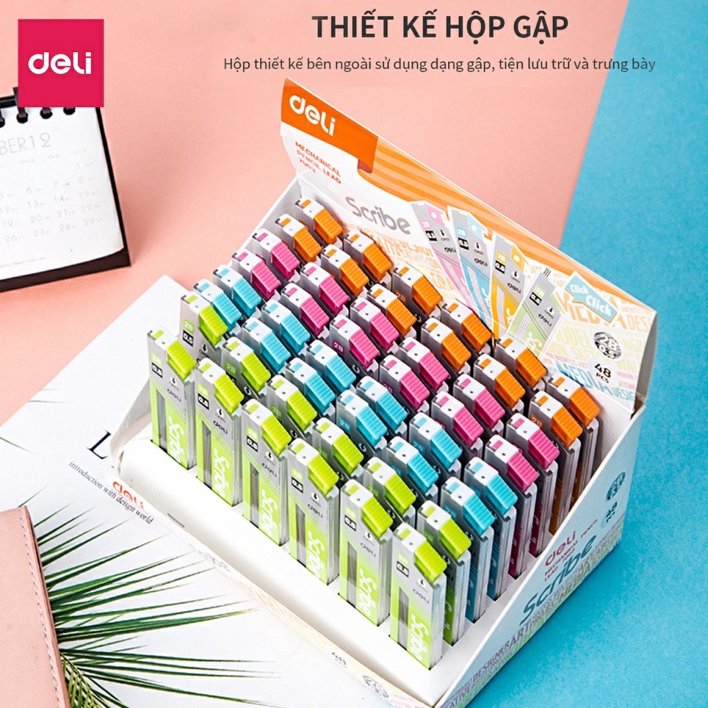 Ruột bút chì kim bấm 2B ngòi 0.5mm / 0.7mm Deli 7003 / 7004