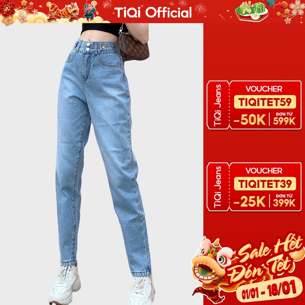 Quần Jean Baggy Nữ màu xanh cao cấp TiQi Jeans B1-160