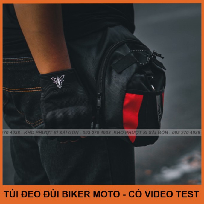 HOT-  CÓ VIDEO - Túi đeo đùi DAINESE form may LOGO RAMBO - Túi đeo chéo đùi xe máy cho Biker