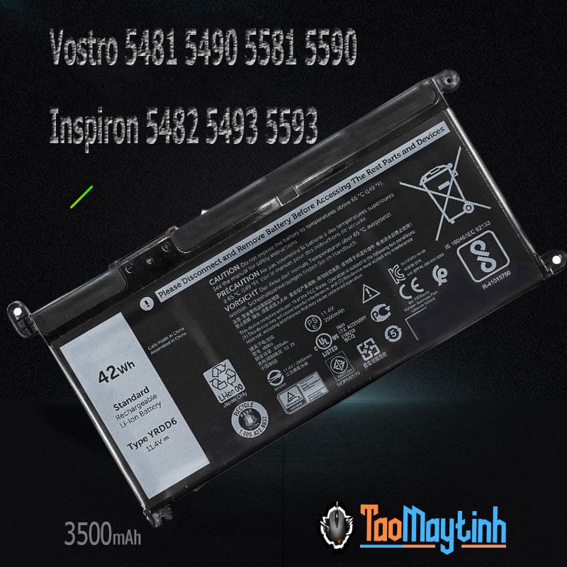 Pin Laptop Dell Vostro 5481 5490 5581 5590 - Inspiron 5482 5493 5593 (Type 0YRDD6 1VX1H 01VX1H VM732 0VM732 YRDD6)