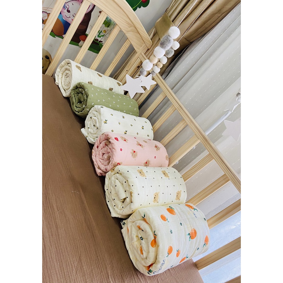 {Mẫu mới} Chăn xô Muslin trần bông 1 mặt, kích thước 1*1,2m dùng 4 mùa cho trẻ sơ sinh tới 4,5 tuổi