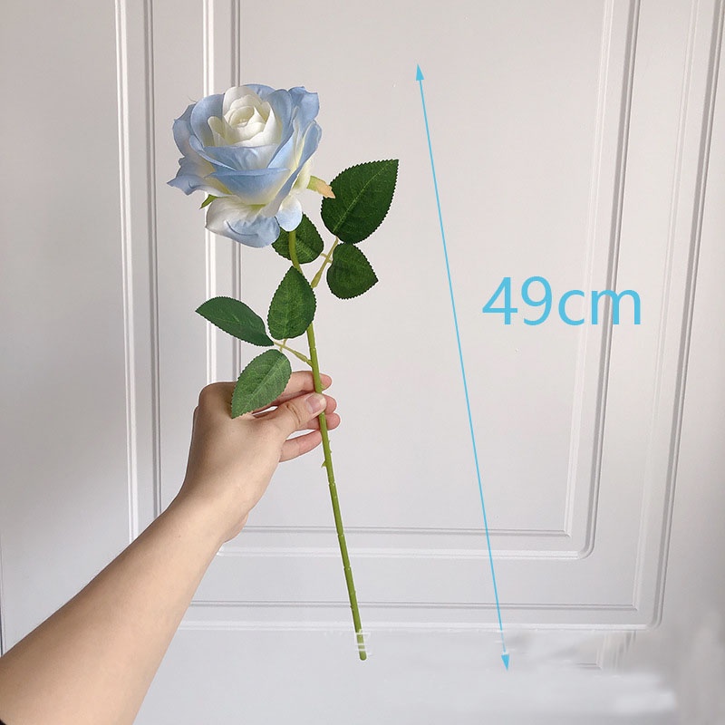 Bó Hoa Hồng Nhân Tạo Màu Xanh Dương Băng Dùng Trang Trí Tiệc Cưới DIY