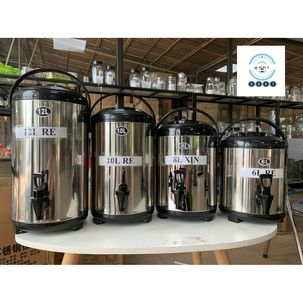 Bình ủ trà vòi đá nóng lạnh inox 304 các cỡ 6l, 8l , 10l, 12l ( 3 LỚP GIỮ NHIỆT- CHUẨN LOẠI 1 DẦY)