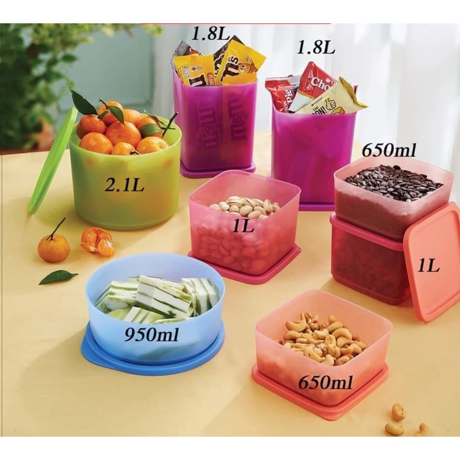 Bộ hộp nhựa đựng thực phẩm tủ lạnh khô mát Magic Tupperware nhựa nguyên sinh an toàn chính hãng bảo hành (8 Hộp)