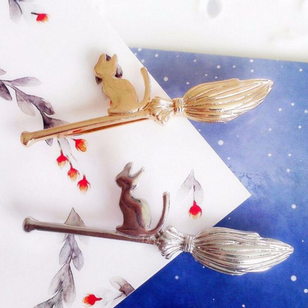 Cat Pins Cartoon Headwear Broom Hair Clip