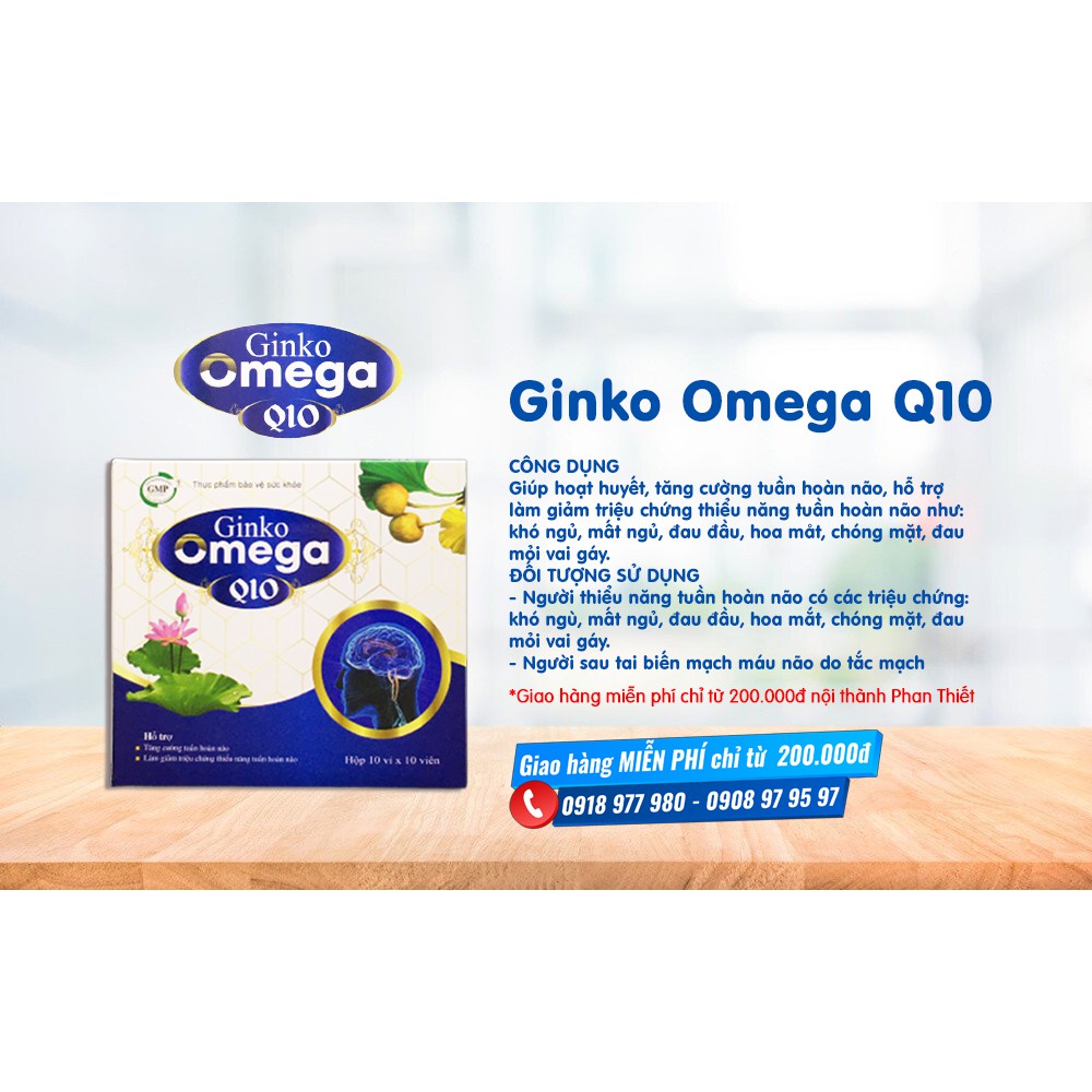 Ginkgo Omega Q10 - Hỗ trợ tăng cường tuần hoàn não, làm giảm triệu chứng thiểu năng tuần hoàn não