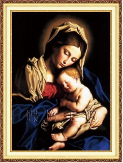 Tranh thêu chữ thập Đức mẹ bồng chúa Jesu DLH-YA776 chưa thêu