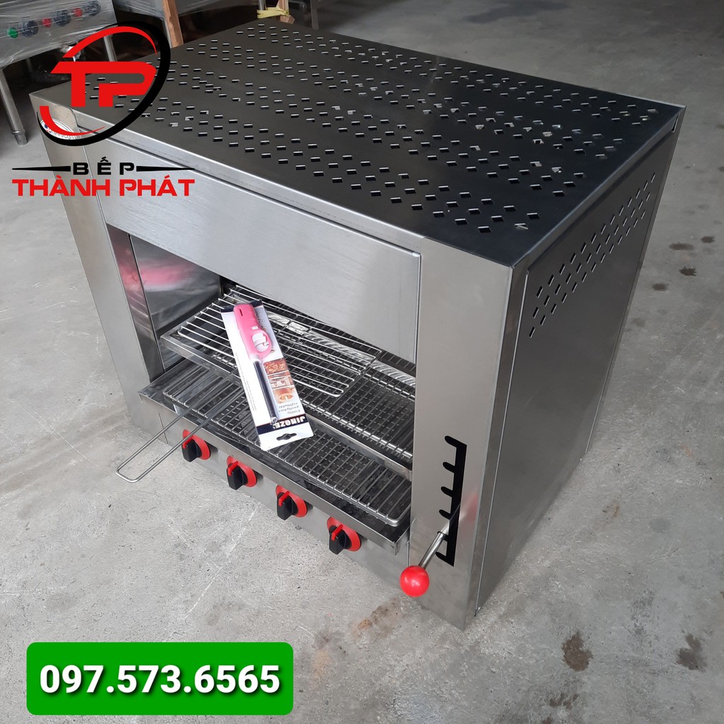 Lò Nướng Salamander 4 họng, Bảo hành 2 năm, Họng gang đúc siêu bền