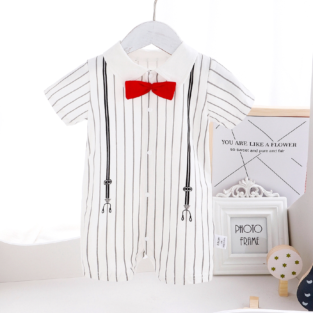 Áo liền quần vải cotton phong cách quý ông cho các bé trai nhỏ