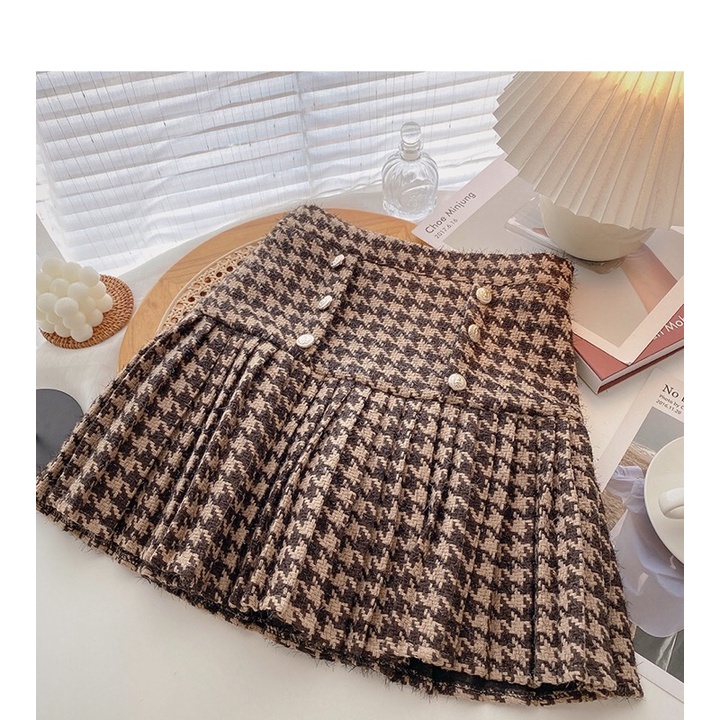 Chân váy tweed dáng xoè hoạ tiết răng cưa siêu hot