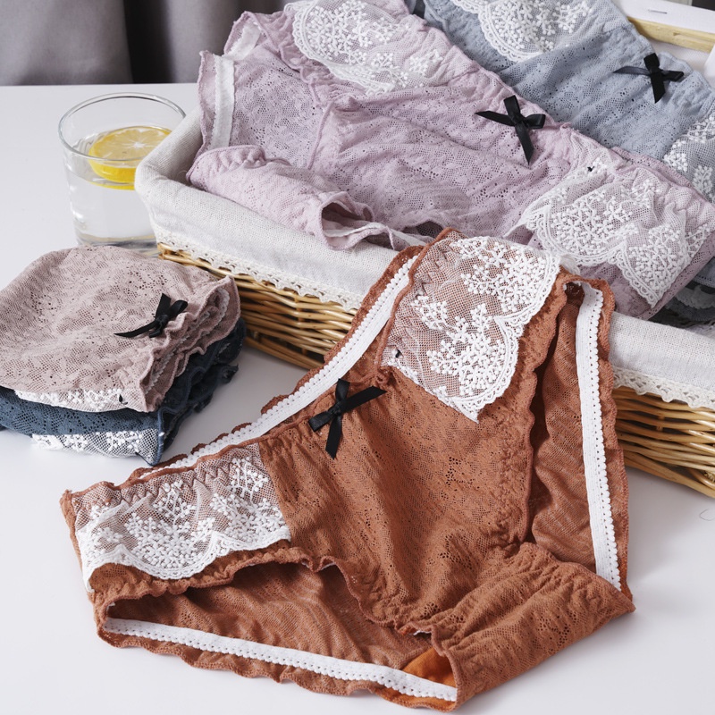 Quần lót ren cotton thông hơi ngọt ngào NuciFera phối họa tiết đẹp_Q203