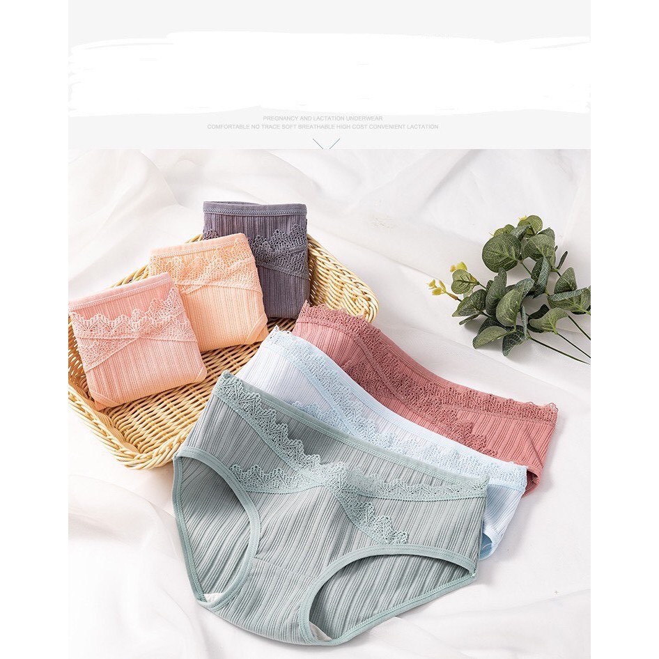 Đồ Lót - Quần Lót Bầu cạp chéo pha Ren siêu xinh,chất cotton cao cấp kháng khuẩn co giãn cho mẹ Bầu và sau sinh Ren688