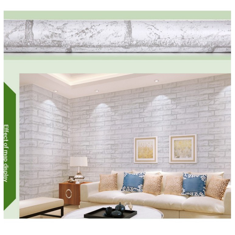 Cuộn 10m giấy dán tường đá trắng khổ rộng 45cm