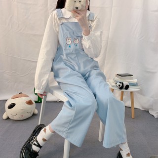 [ORDER TMALL 142 ] Quần Yếm Thỏ Denim Gân Tăm Siêu Xịn 4 Màu