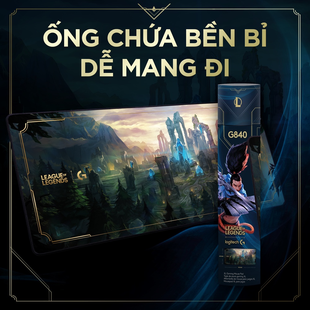 [Mã ELLOGIWL5 giảm 10% đơn 500K] Bàn di chuột cỡ lớn Logitech G840 XL LOL League of Legends - Đế cao su ổn định