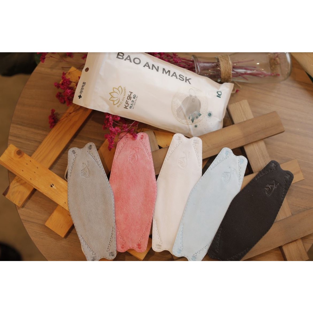 [Mix màu] Khẩu trang kf94 thùng 300 cái Bảo An Mask 4 lớp, kháng khuẩn, chống bụi mịn