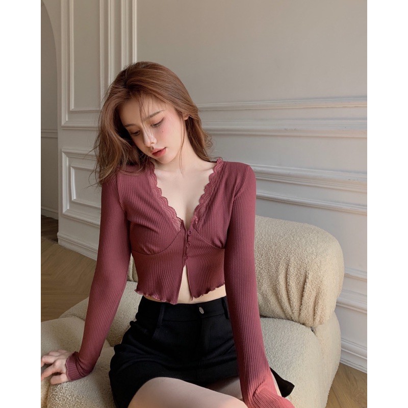 𝙲𝚑𝚒𝚕𝚕𝚒 𝚃𝚘𝚙 ∙Áo croptop body dài tay