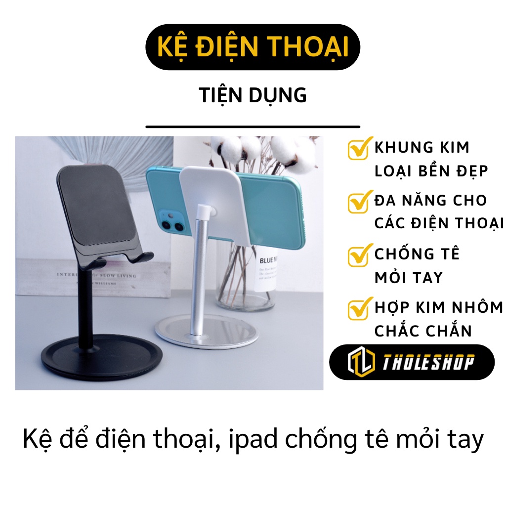 Giá Đỡ Điện Thoại Để Bàn - Kệ Đỡ Máy Tính Bảng Khung Kim Loại, Có Khay Để Chìa Khóa 8996